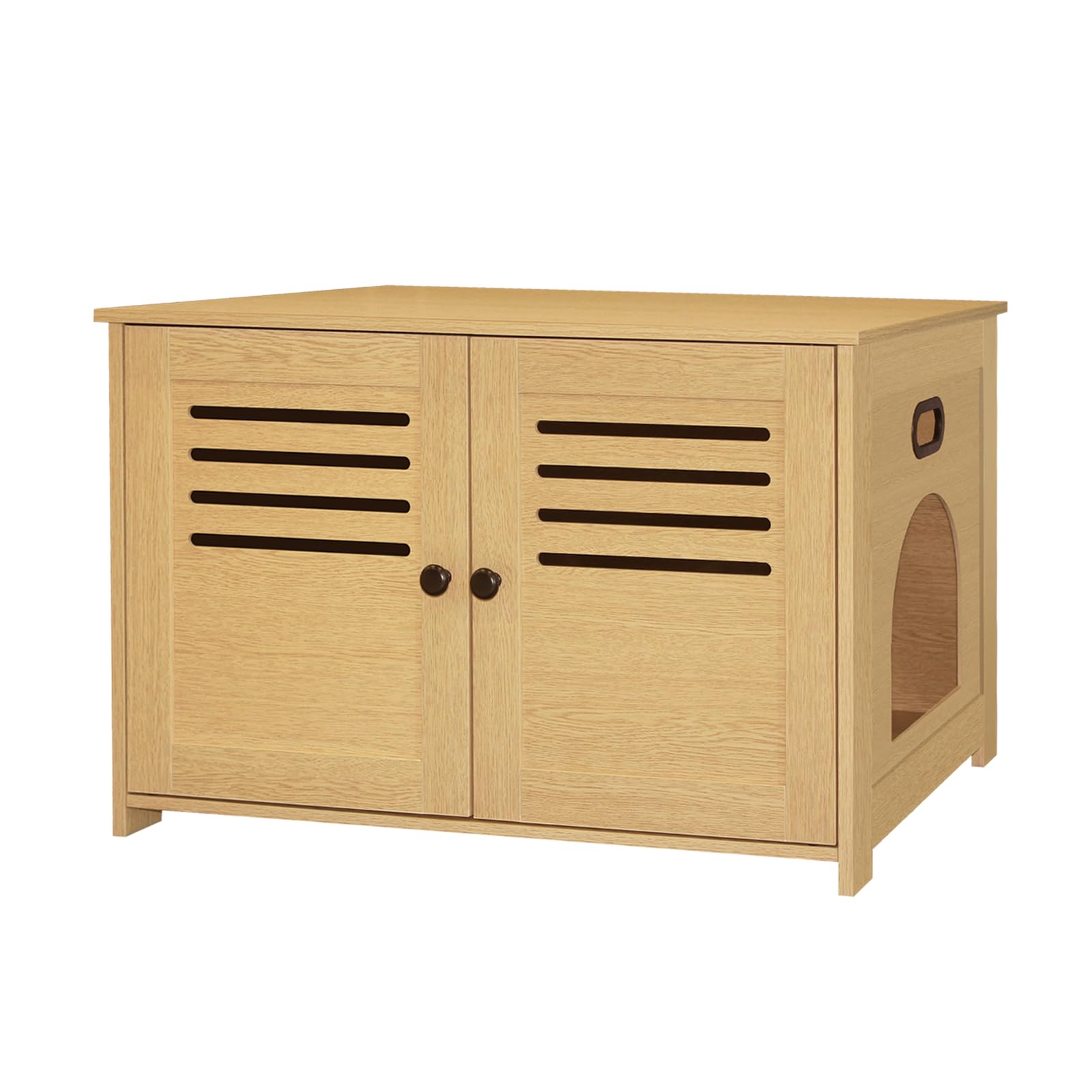 Dinzi Lvj Litter Box Enclosure, Wooden Cat House With Good Ventilation, 27.6'' Hidden Cat Washroom, Entrance Can Be On Left Or R