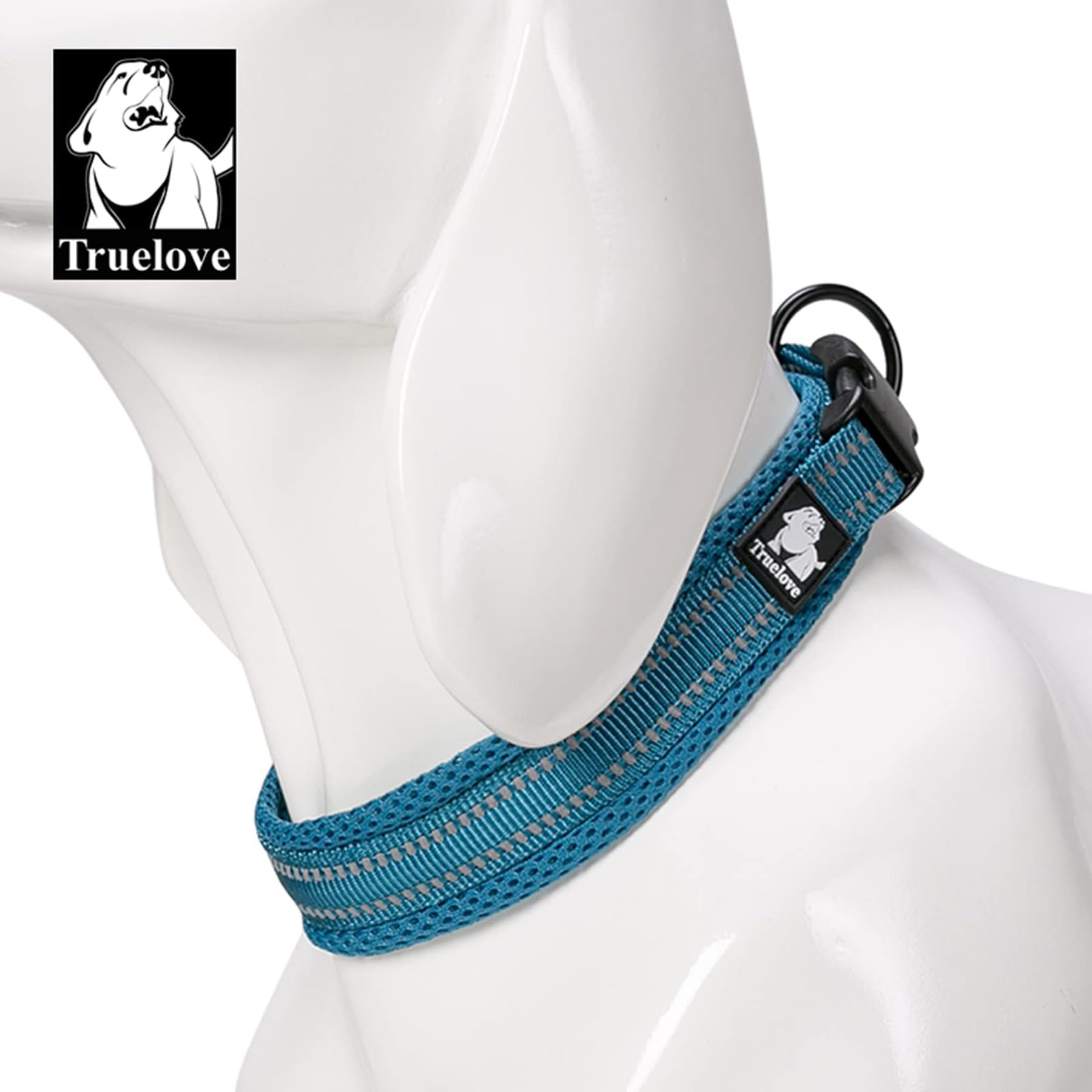 Truelove Dog Collar Reflective Premium Duraflex Buckle,High Grade Nylon Webbing No Choke Basic Collars Tlc5011(Blue,Xl)
