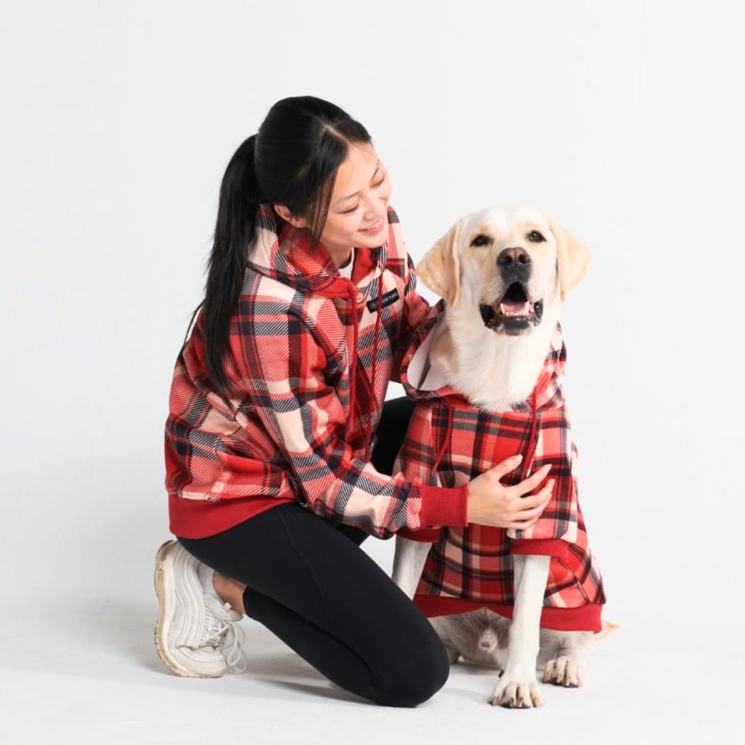 Spark Paws Dog Hoodie - Premium Quality, Buttery Soft, Superior Comfort And Fit, Calming Fleece Interior, Suitable For All Breeds - Red Plaid, 2Xl