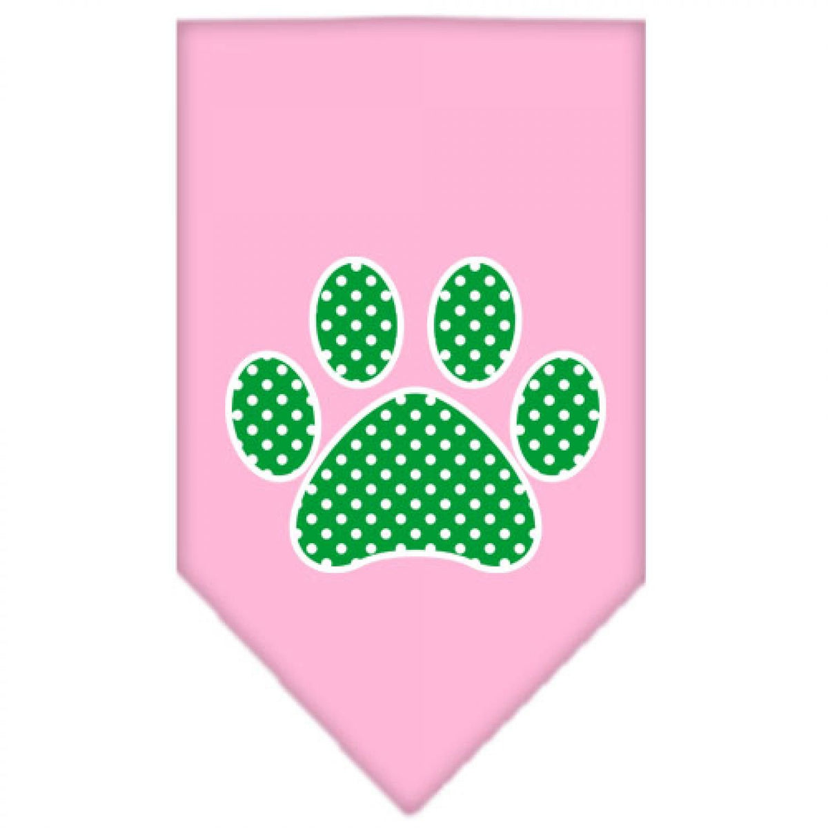 Pet and Dog Bandana Screen Printed, &quot;Green Swiss Dot Paw&quot; Light Pink Small