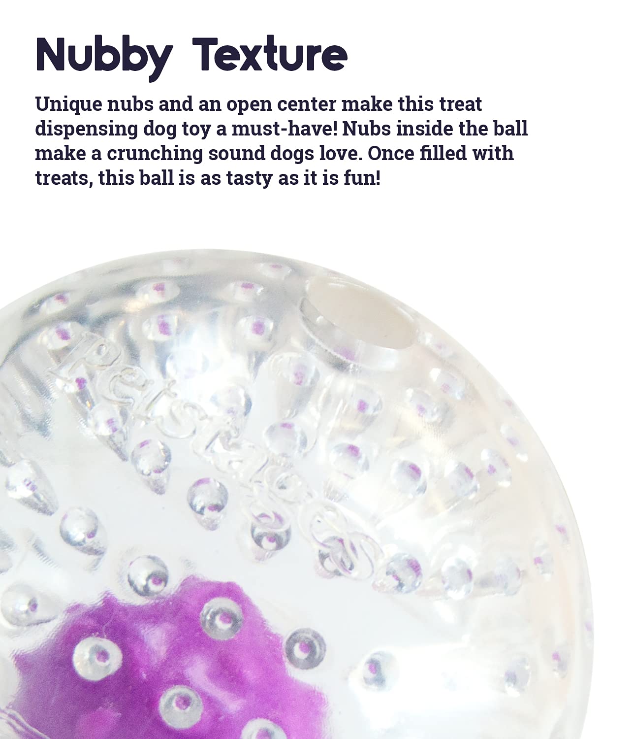 Petstages Nubbiez Treat and Squeak Ball Dog Toy - Large Rubber Dog Toy, Model 67708, Fun Nubbiez Color