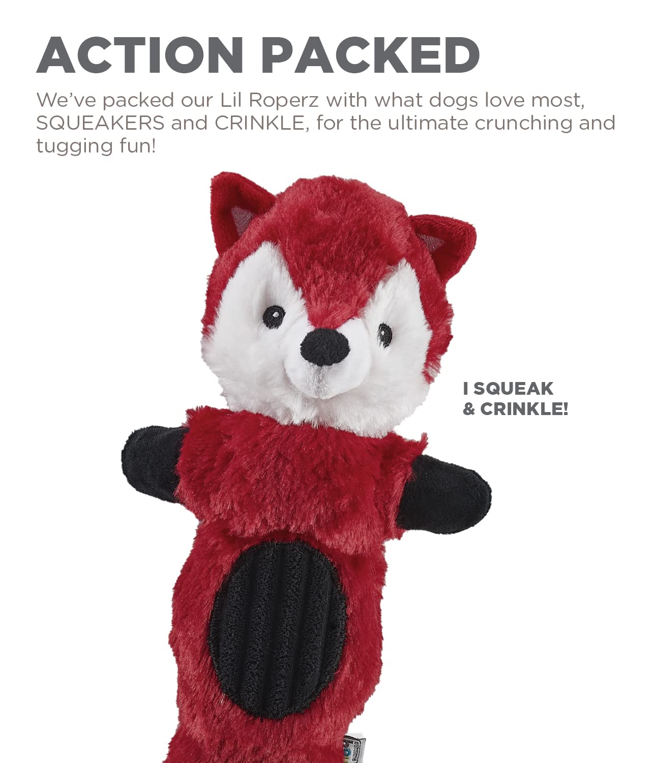 Charming Pet Lil Roperz Fox Durable Plush And Rope Tug Dog Toy