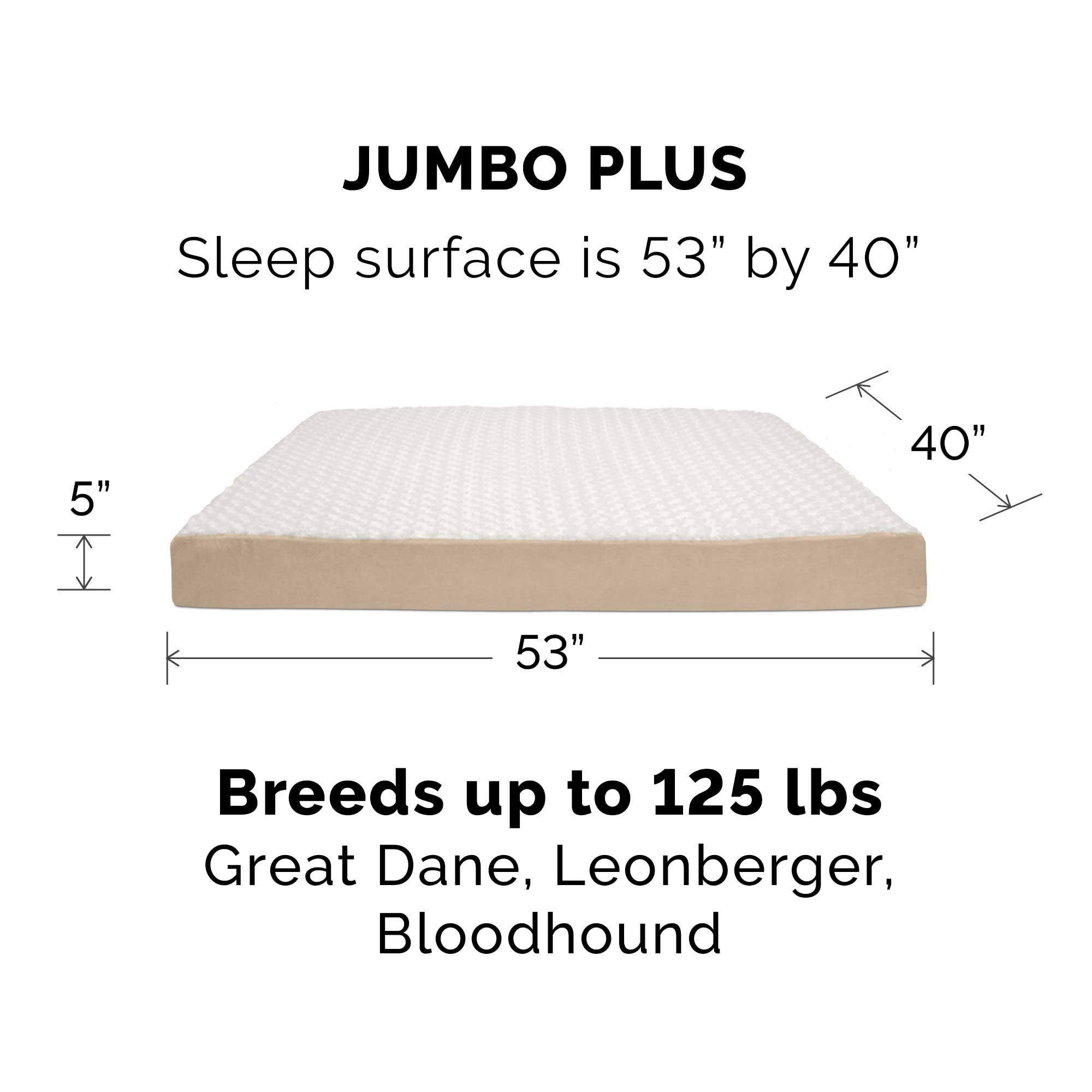 Furhaven Replacement Dog Bed Cover Ultra Plush Faux Fur & Suede Mattress, Machine Washable - Cream, Jumbo Plus (Xx-Large)