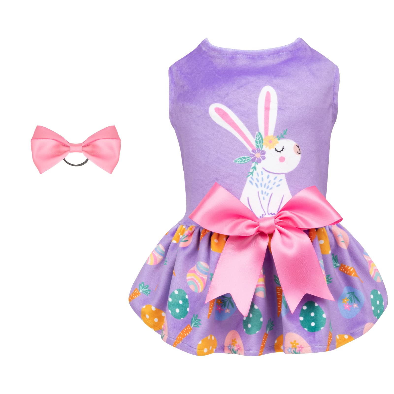 Cutebone White Rabbit Dog Easter Dress Velvet For Small Dogs Girl Eggs Skirt Puppy Purple Dresses Dog Clothes Cva19S-D