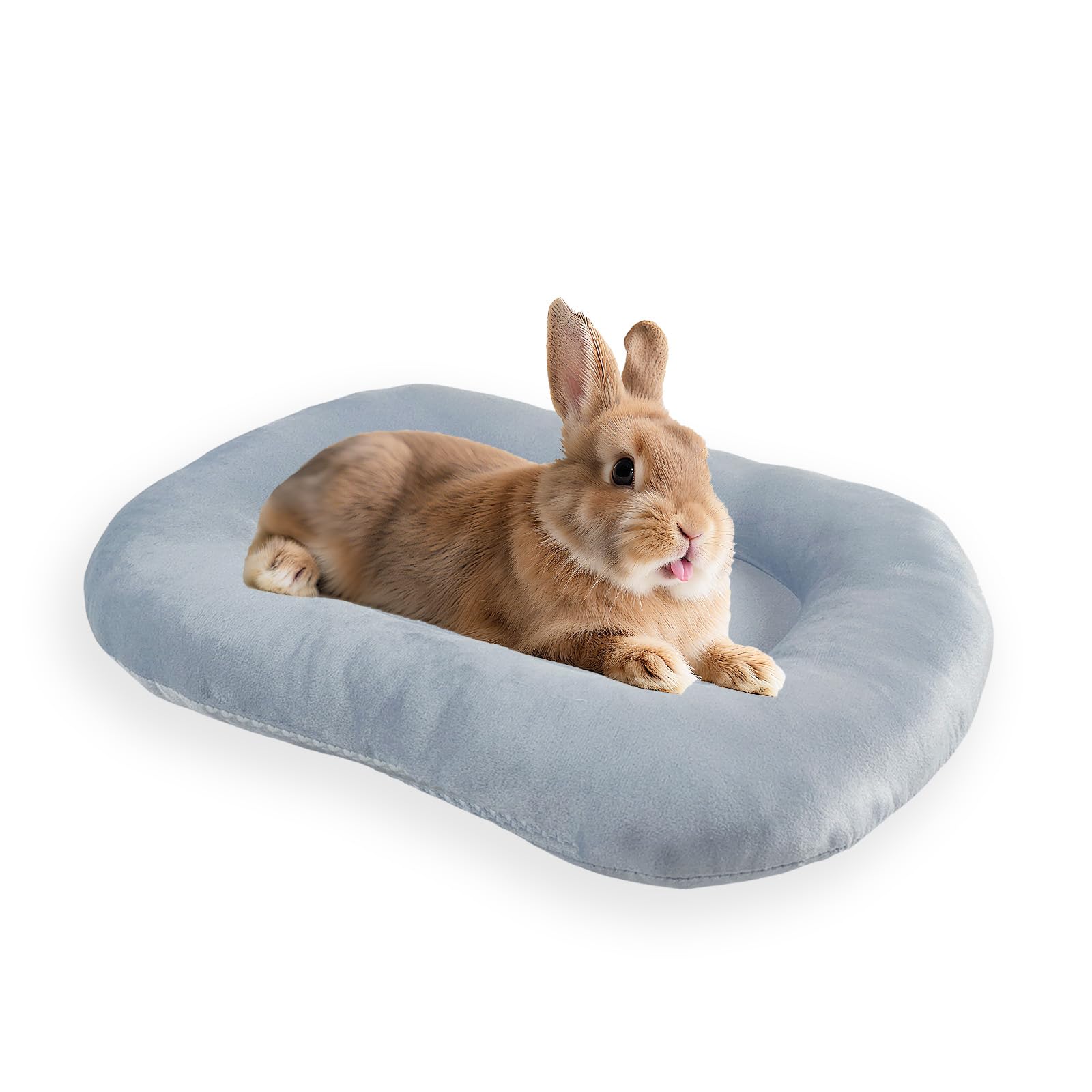 FiboPawer 15.712.2 Cozy Bunny Bed for Rabbits Indoor, Soft Concave Oval Beds for Small Animal, Washable Plush Mat for Bunnies, G