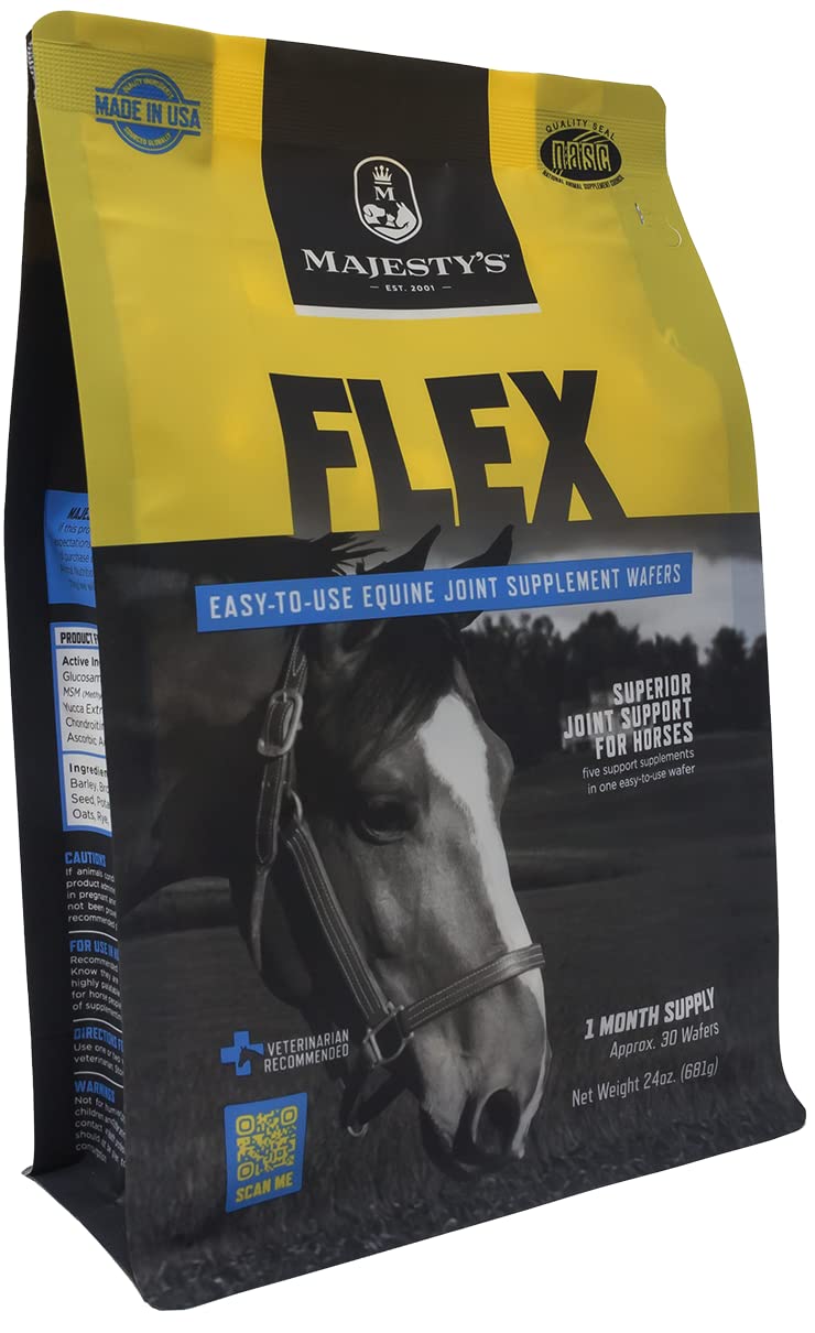 Majestys Flex Wafers - Superior Horse / Equine Joint Support Supplement - Glucosamine, MSM, Chondroitin, Yucca, Vitamin C - 30 