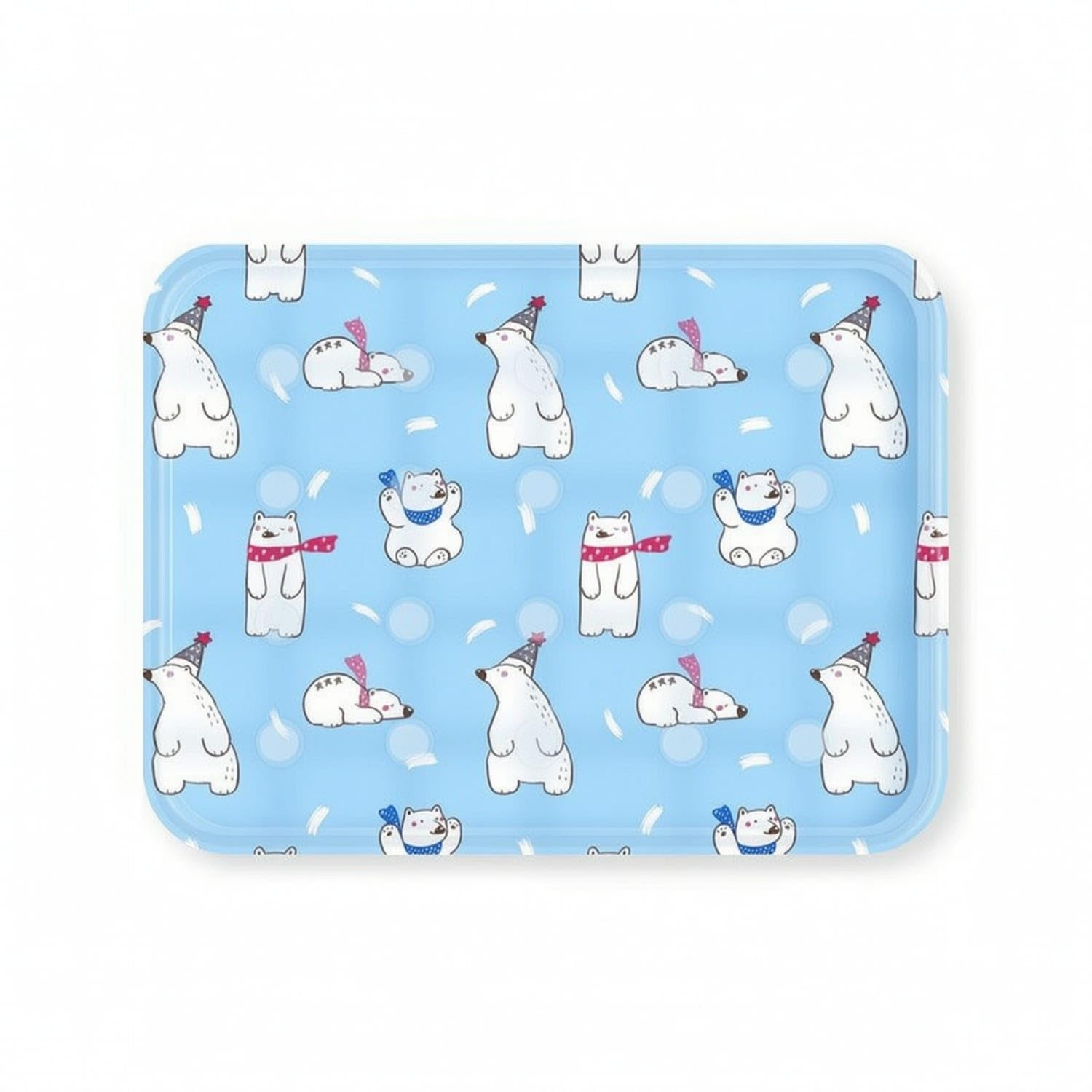 EasyUse Pet Cooling Mat Cushioned Cooling Mat with Gel PressureActivated for Pets, Dogs, Cats, Floor, M, Blue Scarf Bear