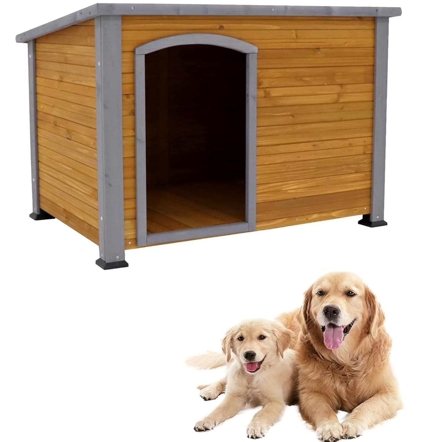 Liyahuia 44.48'' Extra Large Dog House Outdoor Weatherproof Wooden Dog Kennel Dog Houses For Large Dogs Outside Indoor Dog House
