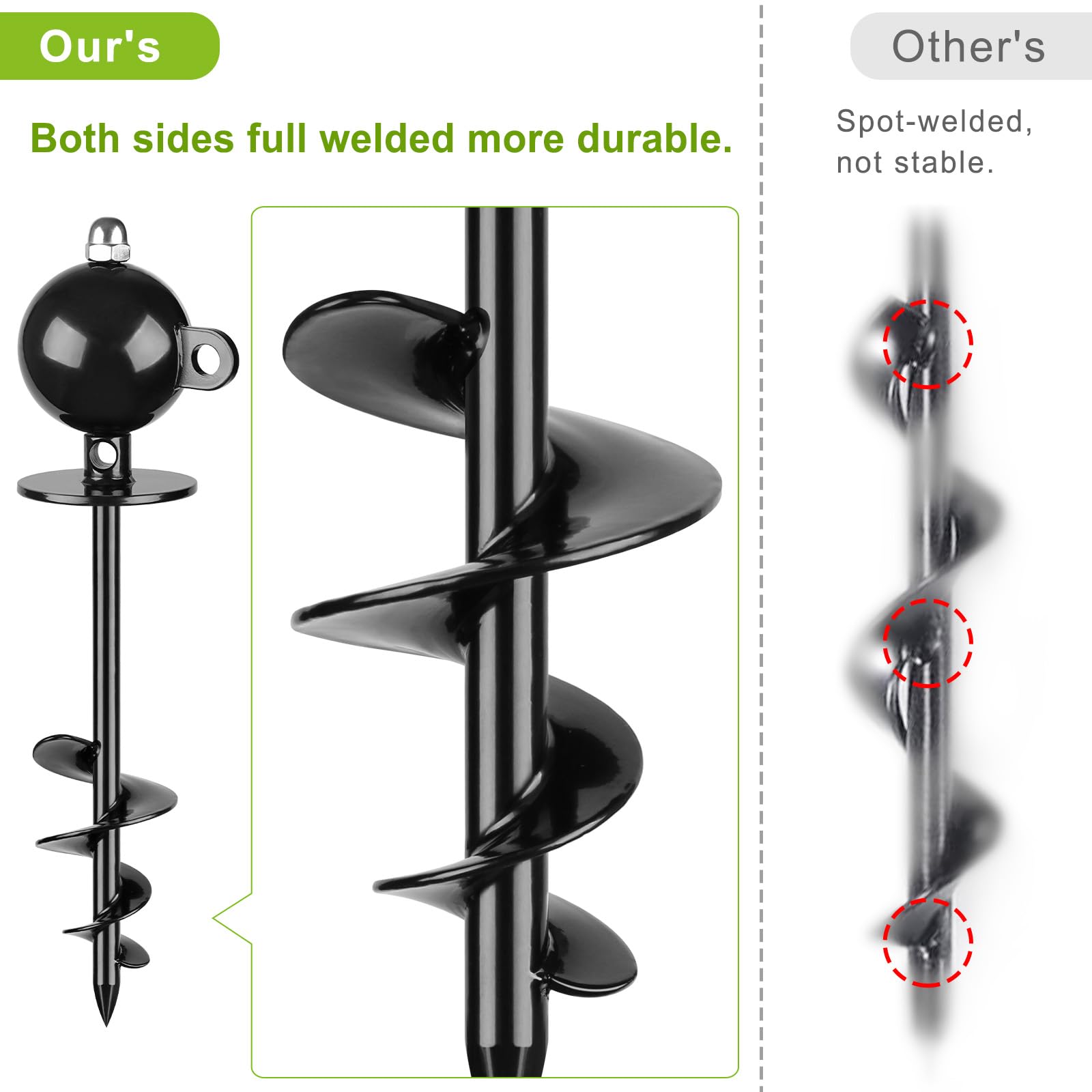 Seleware Dog Tie Out Stake Outdoor Anti-Rust Dog Anchor For Large Dogs Up To 220 Lbs, Free Rotation Dog Stake Dog Camping Gear T