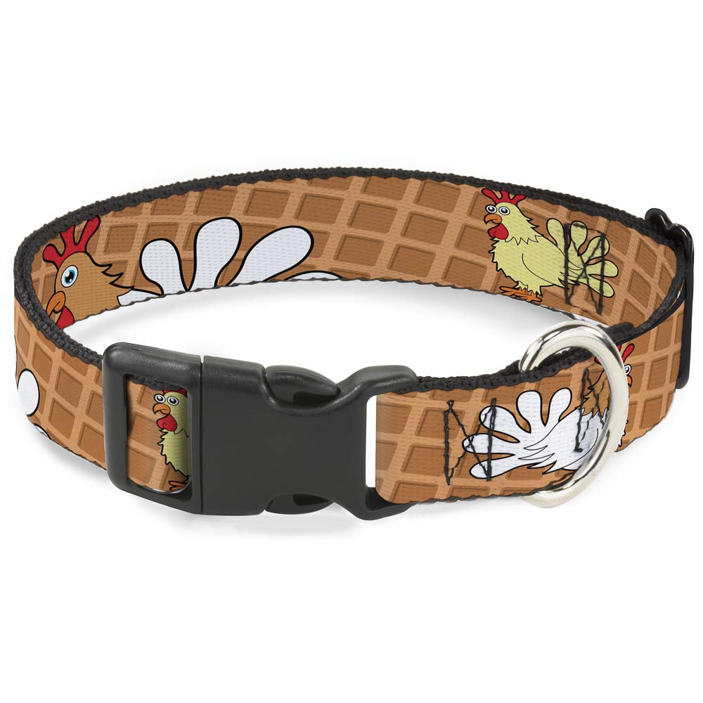 Buckle-Down Plastic Clip Collar - Waffle/Chicken Poses - 1.5 Wide - Fits 16-23 Neck - Medium