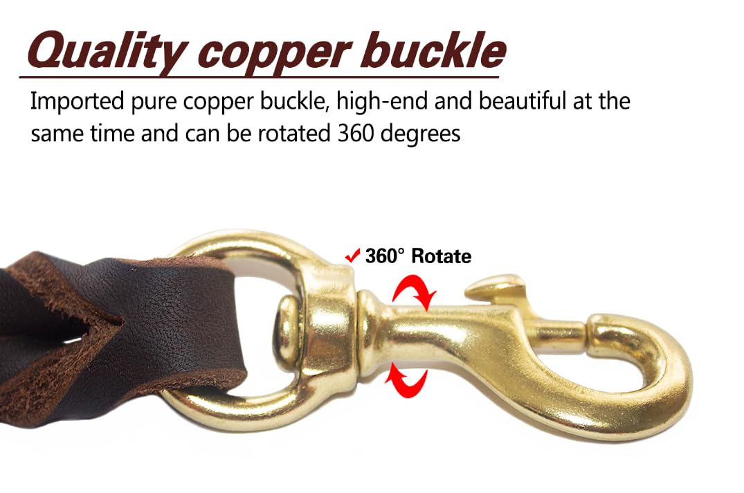 Lwbmg Leather Dog Leash 6Ft X 3/4 Inch, Heavy Duty Genuine Leather Braided Dog Training Leash, Soft And Strong Pet Lead For Larg