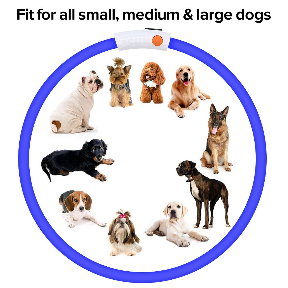 Higo Led Dog Collar Light, Usb Rechargeable Light Up Collars, Silicone Diy Cuttable Glowing Safety Collar For Your Small Medium Large Dogs (Blue)