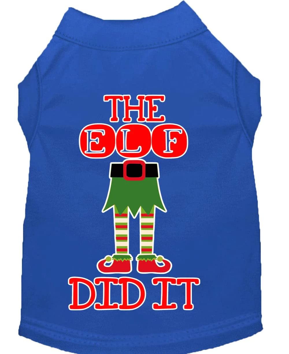 Christmas Pet Dog & Cat Shirt Screen Printed, &quot;The Elf Did It&quot; Light Pink SM (3-6 lbs.)