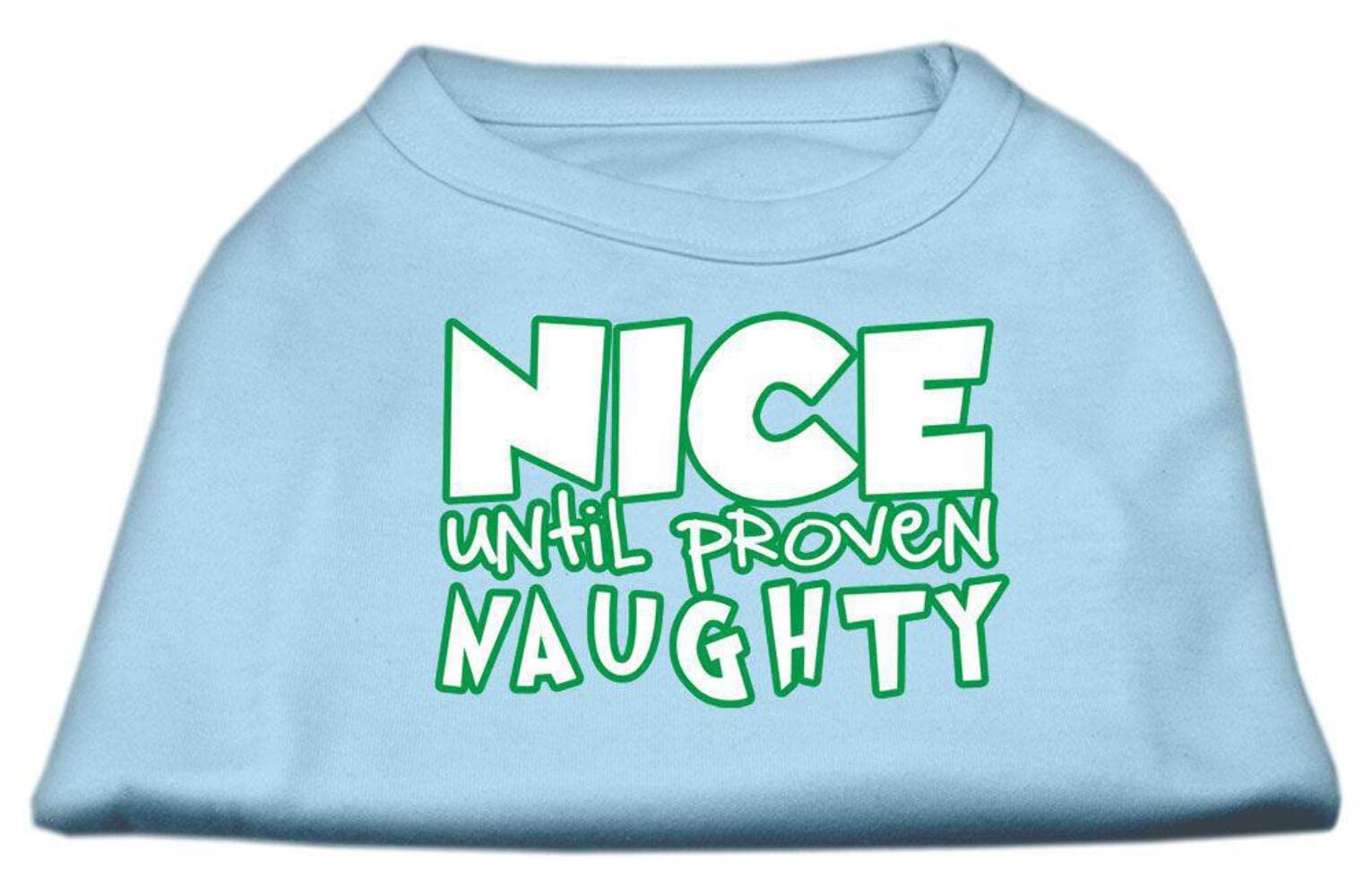 Christmas Pet Dog & Cat Shirt Screen Printed, &quot;Nice Until Proven Naughty&quot; Light Pink 2XL (20-25 lbs.)