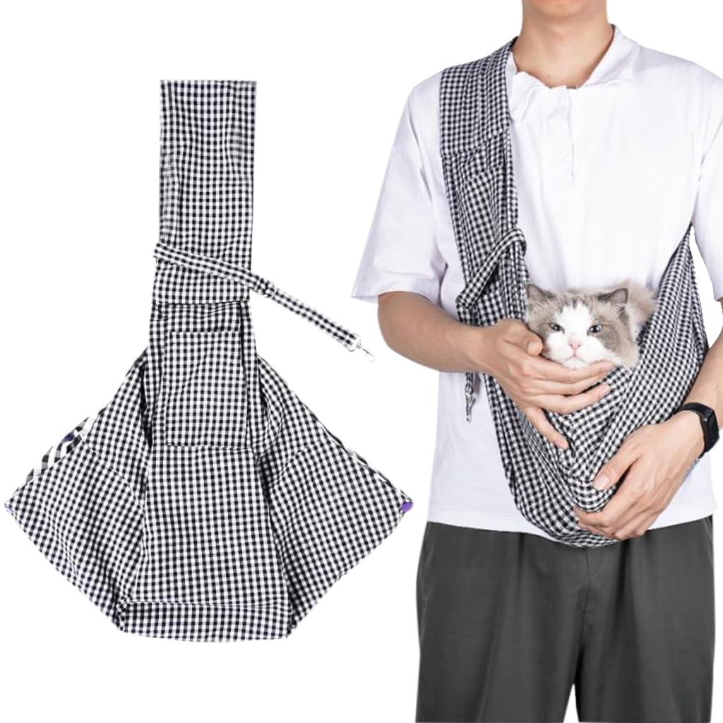 Qpets Small Cat Travel Bag Dog Carrier Bag, Foldable Outdoor Cat Dog Backpack Sling Bag, Breathable Cat Carriers Bag Adjustable 