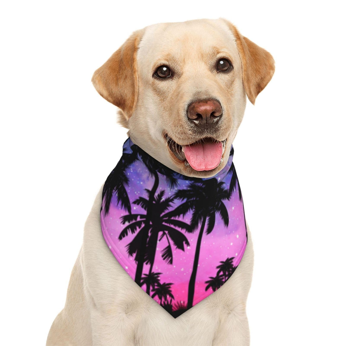 Palm Trees Beach Tropical Hawaii Purple Dog Bandana Scarf Triangle Bibs Pet Accessories Cat Kerchief