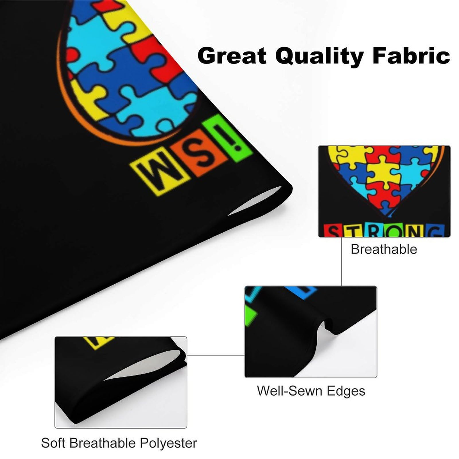 Dog Bandanas Autism Strong Heart Puzzle Piece Awareness Puppy Pet V-Neck Bibs Scarf Triangle Adjustable Kerchief Accessories for