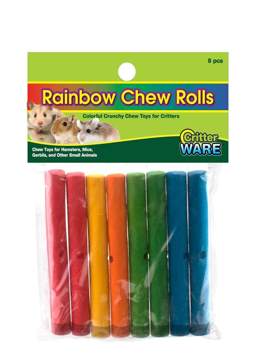 Ware Rainbow Chew Rolls, 8 Pieces, Fruit Scented Wood Chew Toys for Critters