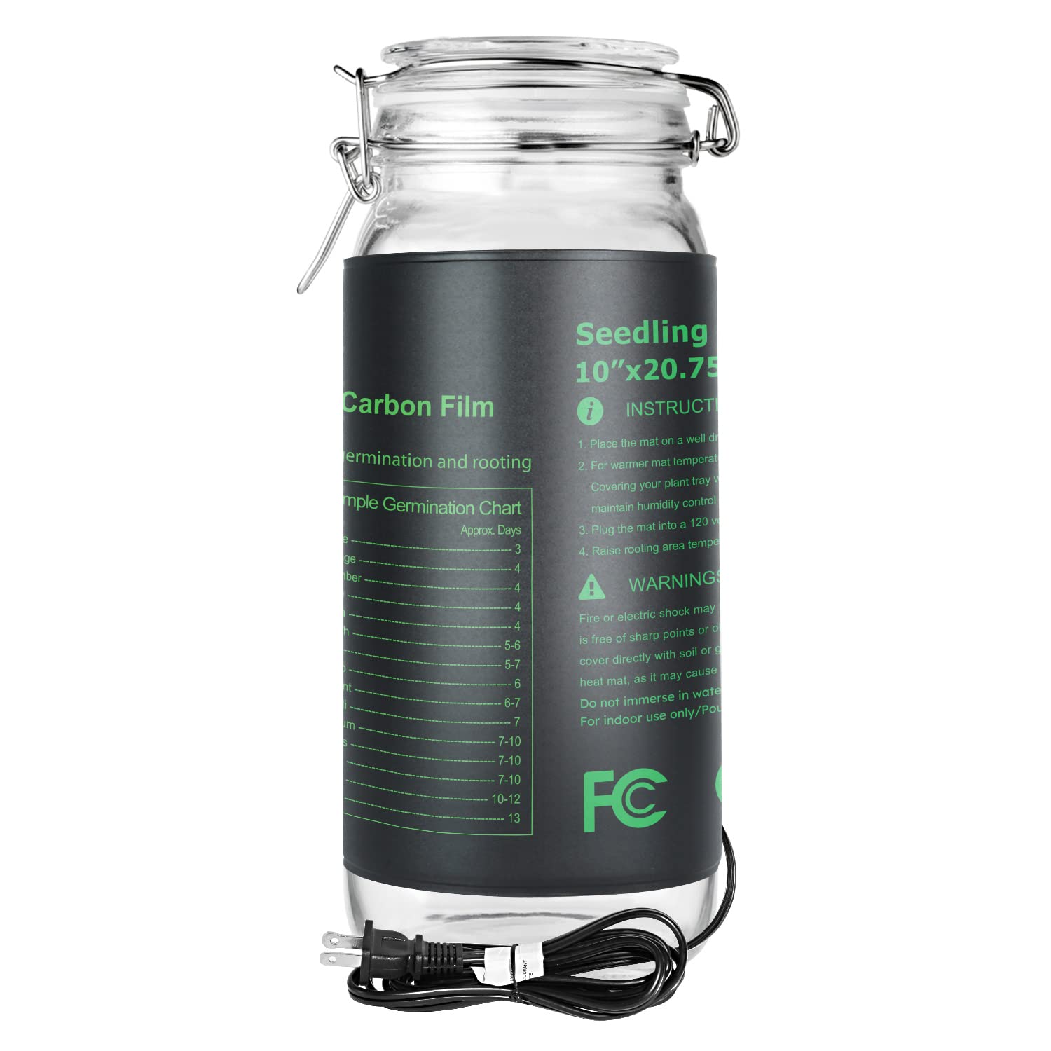 iPower 10 x 20.75 Seeding Heat Mat - Durable Waterproof Carbon Film, Black