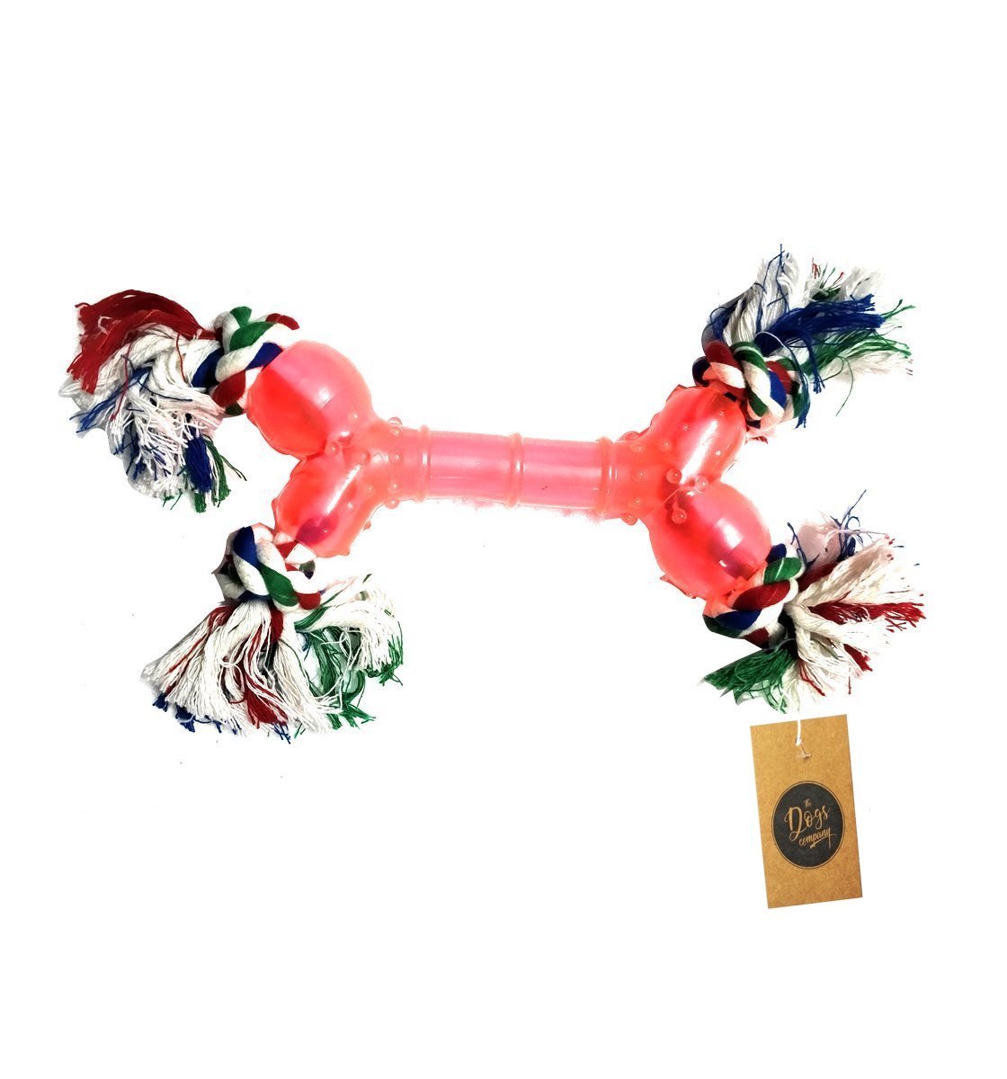 The Pets Company Rubber Rope Bone Dog Chew Toy, Puppy Teething Toy, 9 Inches, Color May Vary