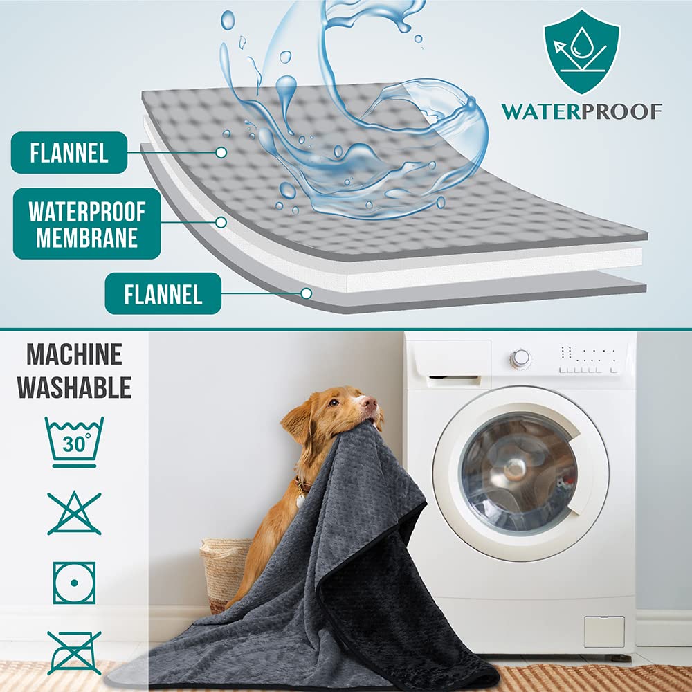 PetAmi Waterproof Dog Blanket, Leakproof XL Pet Blanket for Large Dogs, Furniture Sofa Couch Cover Protector, Fleece Cat Throw B