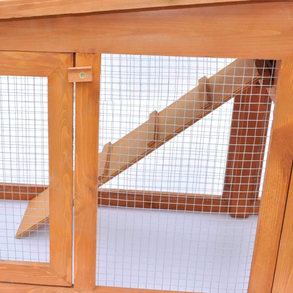 vidaXL Large Wooden Rabbit Hutch with 2 Runs - Sturdy Small Animal Pet Cage with Weatherproof Design and Easy-Clean System, Perfect for Rabbits and Other Small Pets