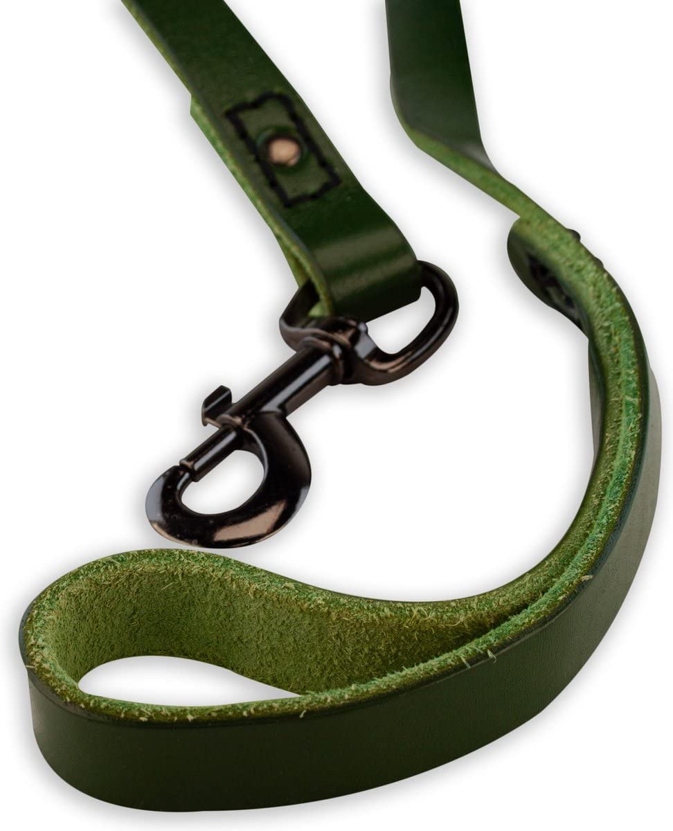 Brute Strength - Leather Dog Leash - 733Ft - Green - Soft And Strong Full Grain Leather Leash For Large And Medium Dogs - Dog Tr