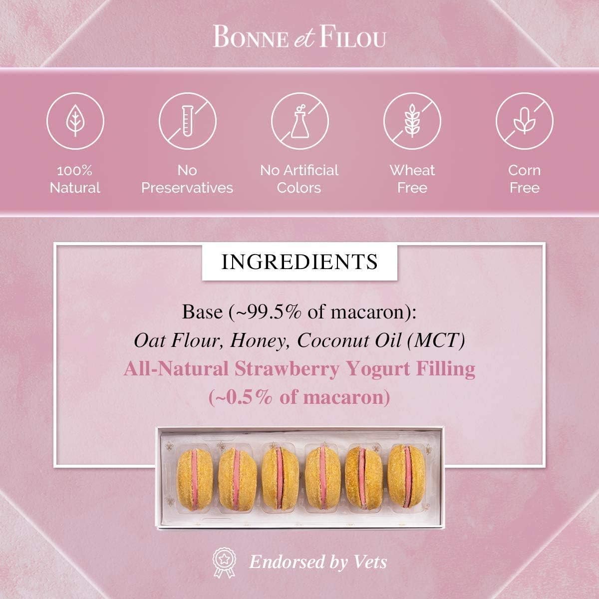 Bonne et Filou Dog Treats Birthday Cupcakes, Dog Birthday Gift for Medium to Large Breed - Gourmet Macaron Cakes, 18 Count Bulk