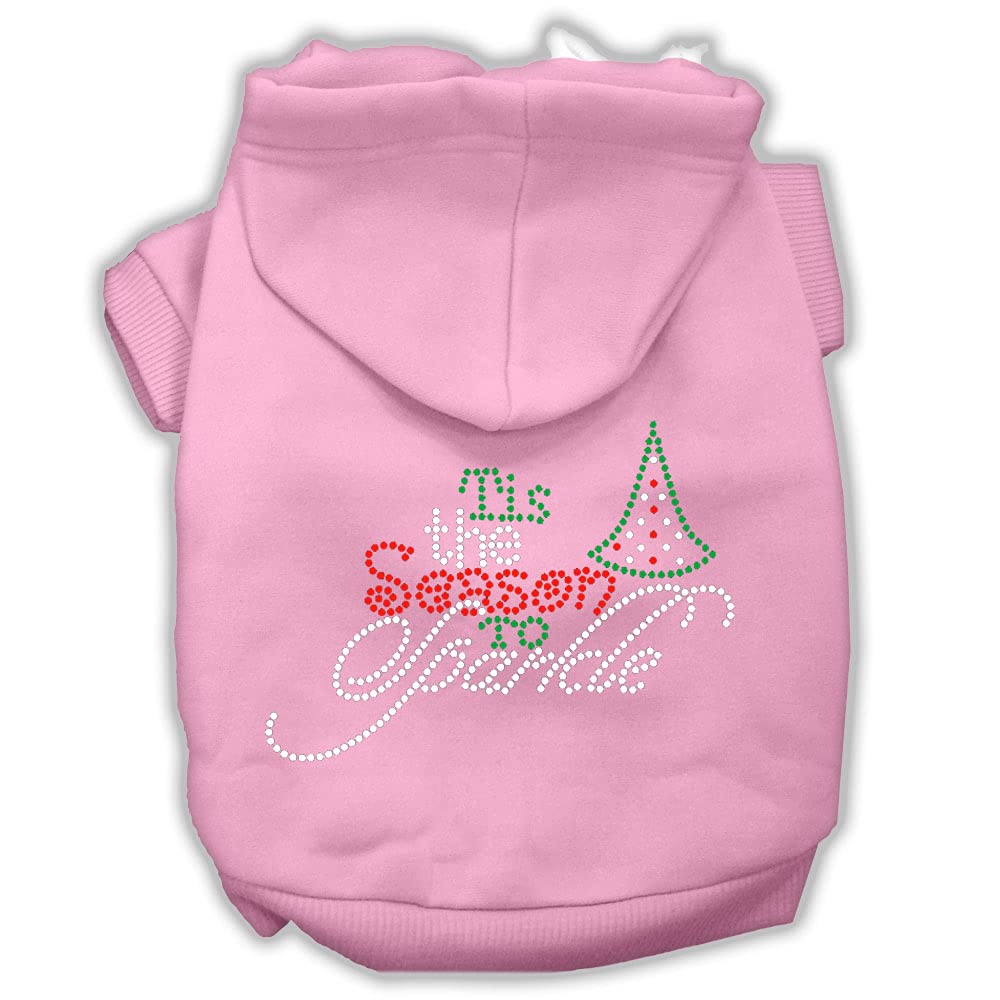 Tis The Season To Sparkle Rhinestone Dog Hoodie Light Pink L 14