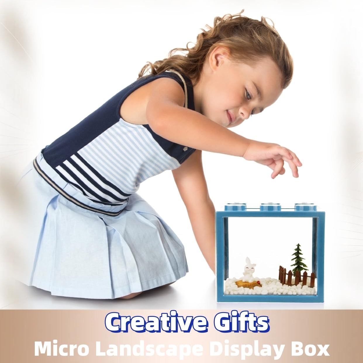 Small Betta Fish Tank, Stackable Mini Aquarium Tank Kit with Aquarium Gravel & Forest Micro Landscape, 0.6 Gallon Acrylic Cube F