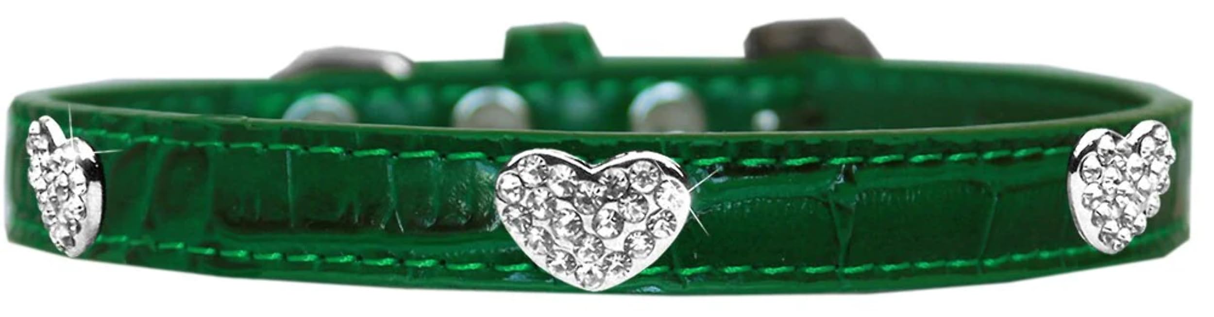Dog, Puppy & Pet Designer Croc Collar, Crystal Heart Turquoise 10