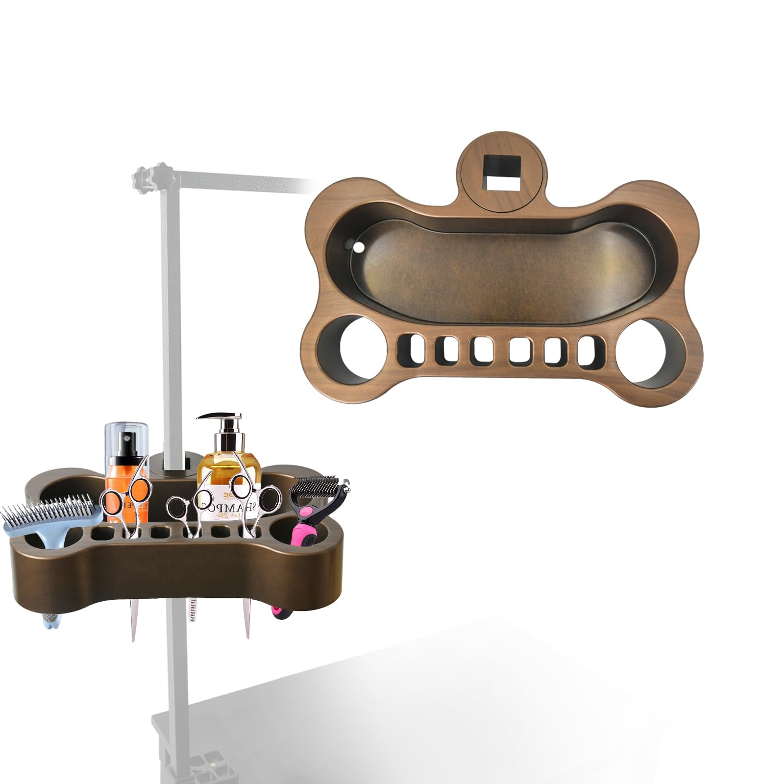 Huioqwe Adjustable Pet Grooming Organizer - Multi-Compartment Holder For Brushes, Scissors And Grooming Accessories