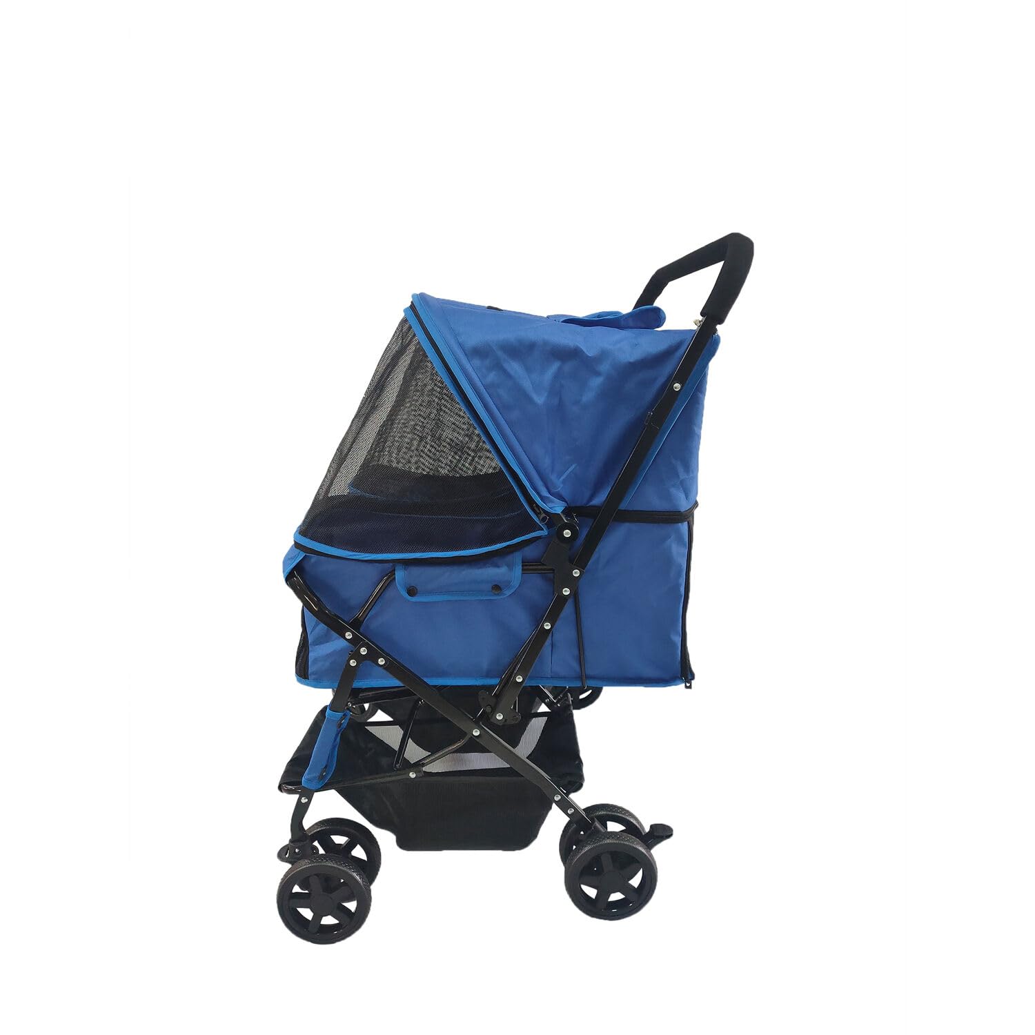 Critter Sitters Double Pet Stroller with Storage - Cat & Dog Stroller for Animals up to 44 lbs, Blue