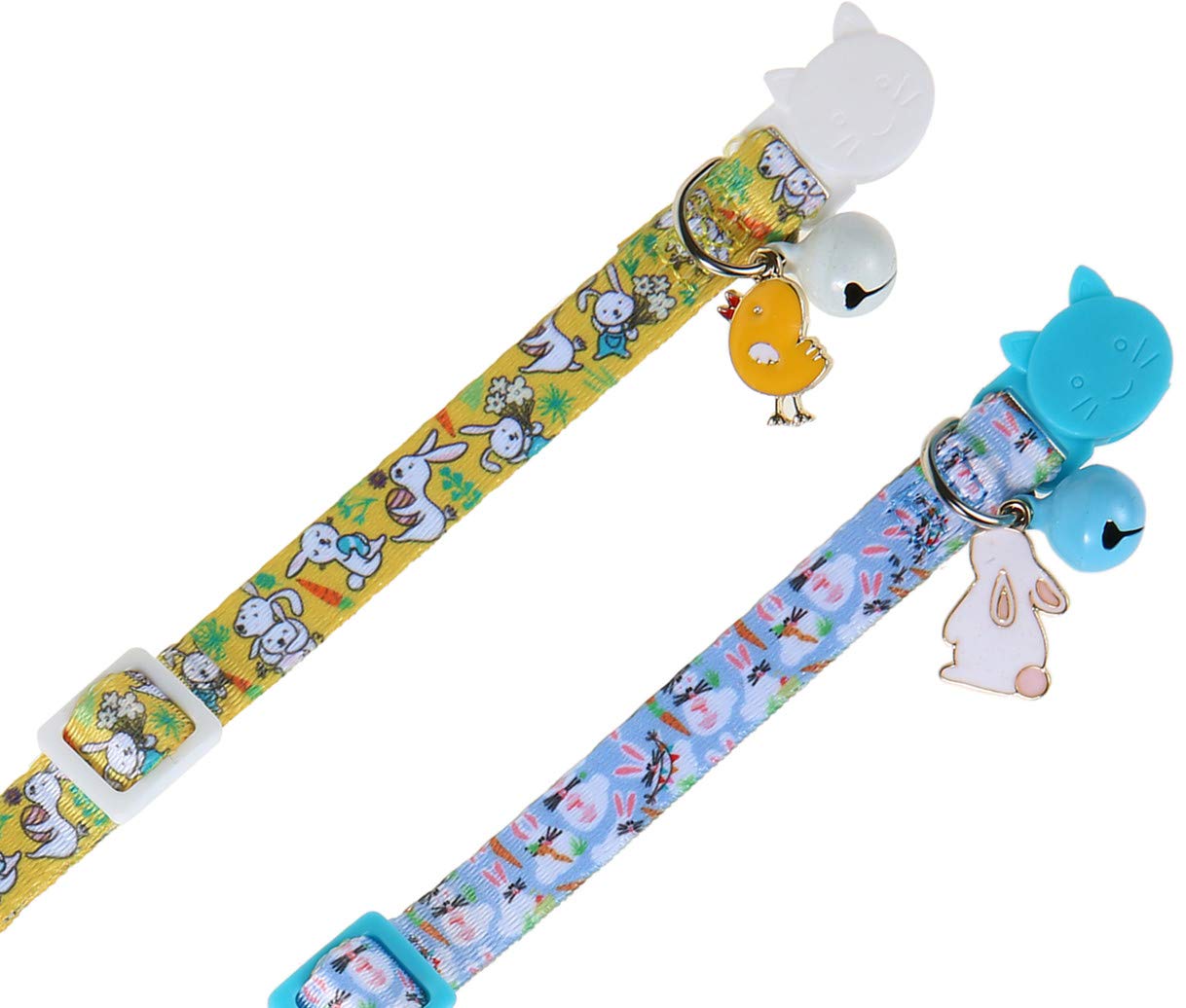 Boombone 2 Pack Bunny Cat Collar Breakaway,Safety Adjustable Collars With Bell For Kitten