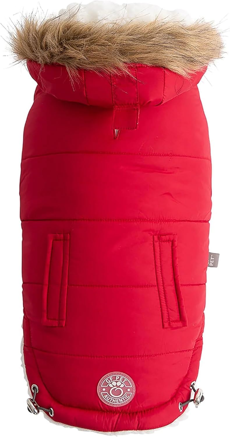 Gf Pet Urban Parka - Windproof & Insulated Winter Coat For Dogs - Stylish & Comfortable Parka Jacket - Adjustable Fit - Xl, Red