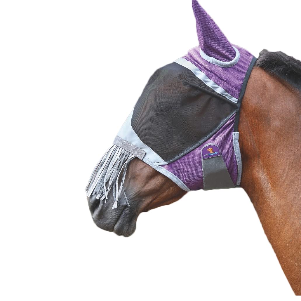 Deluxe Fly Mask with Nose Fringe (Cob, Green)
