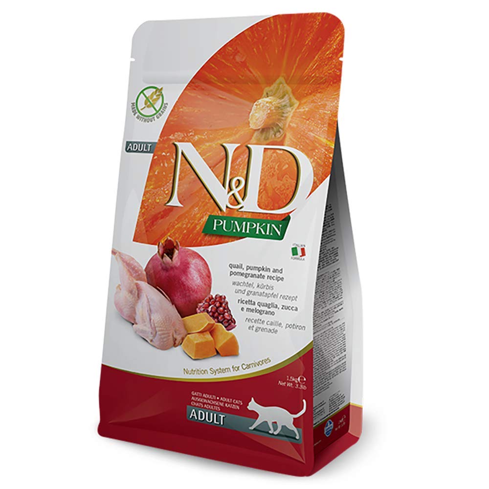 Farmina N&D, Pumpkin Quail Pumpkin and Pomegranate Recipe Adult Dry Cat Food, 3.3lb