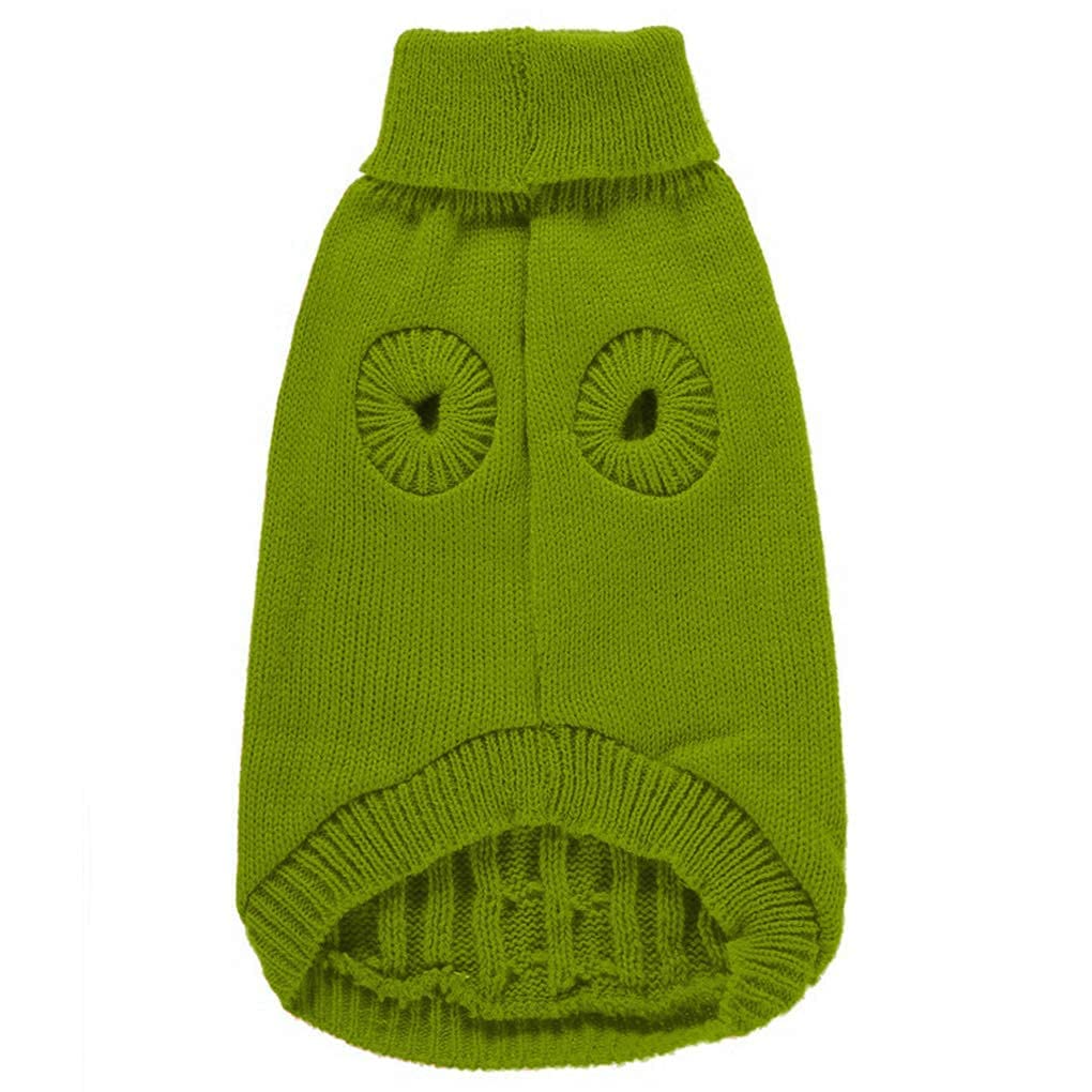 Chborchicen Small Dog Sweaters Knitted Pet Cat Warm Dog Sweatshirt Winter Clothes Kitten Puppy Sweater (Small,Light Green)
