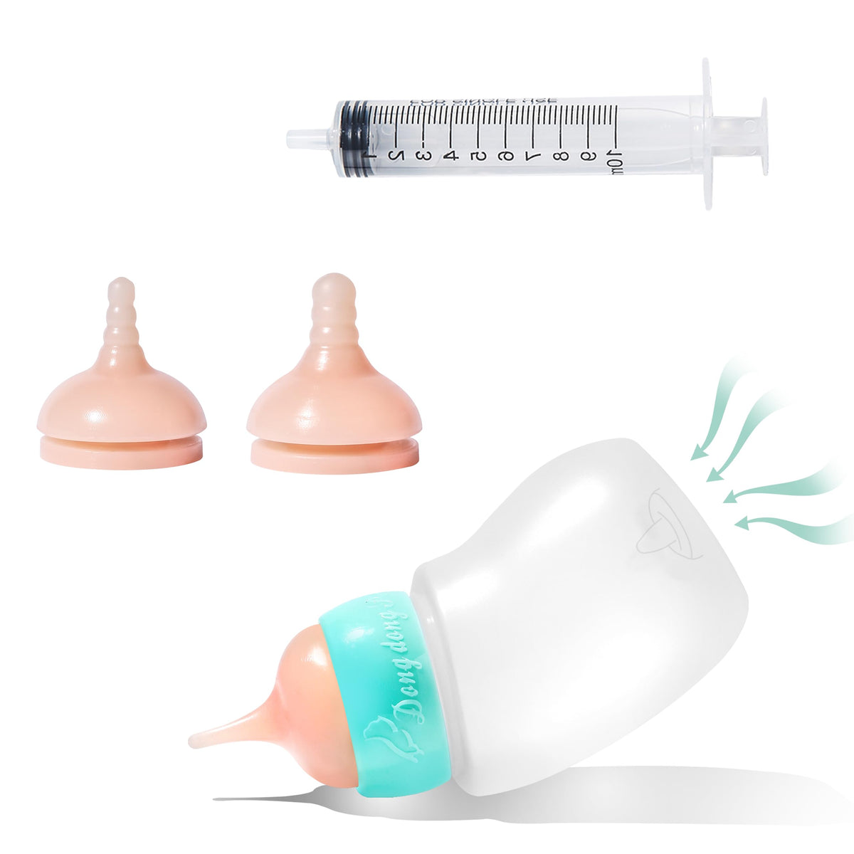 Bubble milk bowl Pet Feeder Bottle,Silicone Feeding Nipple and Syringes for All Breed of Puppies,Kittens and Other Animals (1 Bo