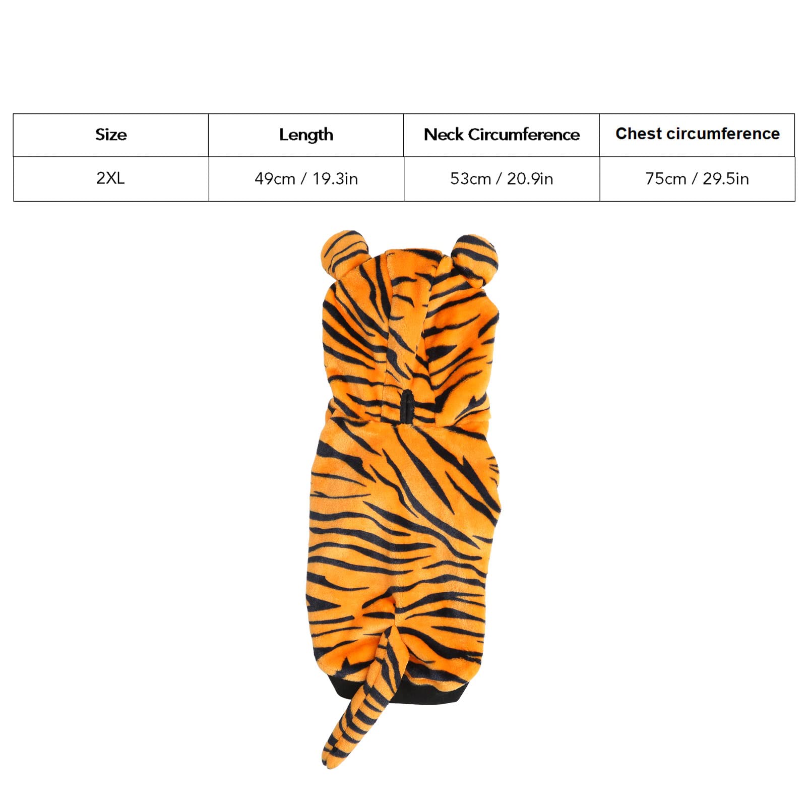 Dog Pet Halloween Costume Dog Tiger Costume Dog Cosplay Funny Hoodies Pet Cosplay Tiger Clothes Halloween Dog Clothes 2Xl