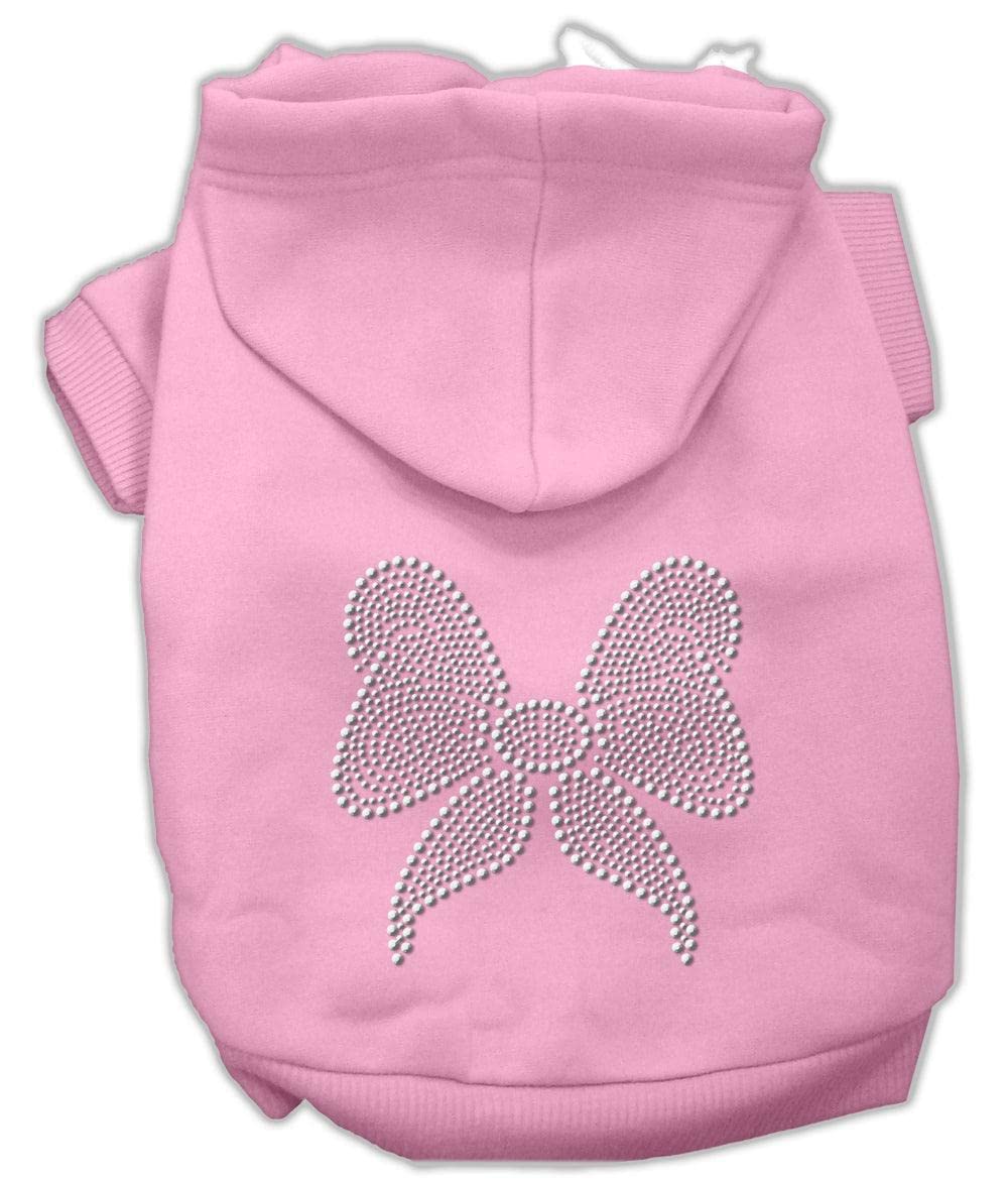 Mirage Pet Products 12-Inch Rhinestone Bow Hoodies, Medium, Pink