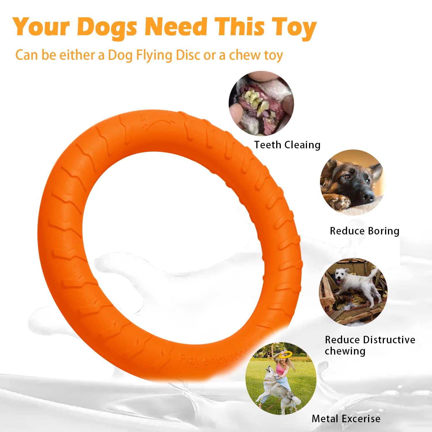Dlder Dog Flying Disc Dog Chew Toy,Dog Toys For Aggressive Chewers Floating Dog Ring/Fetch Toys For Medium/Large Breeds Interact
