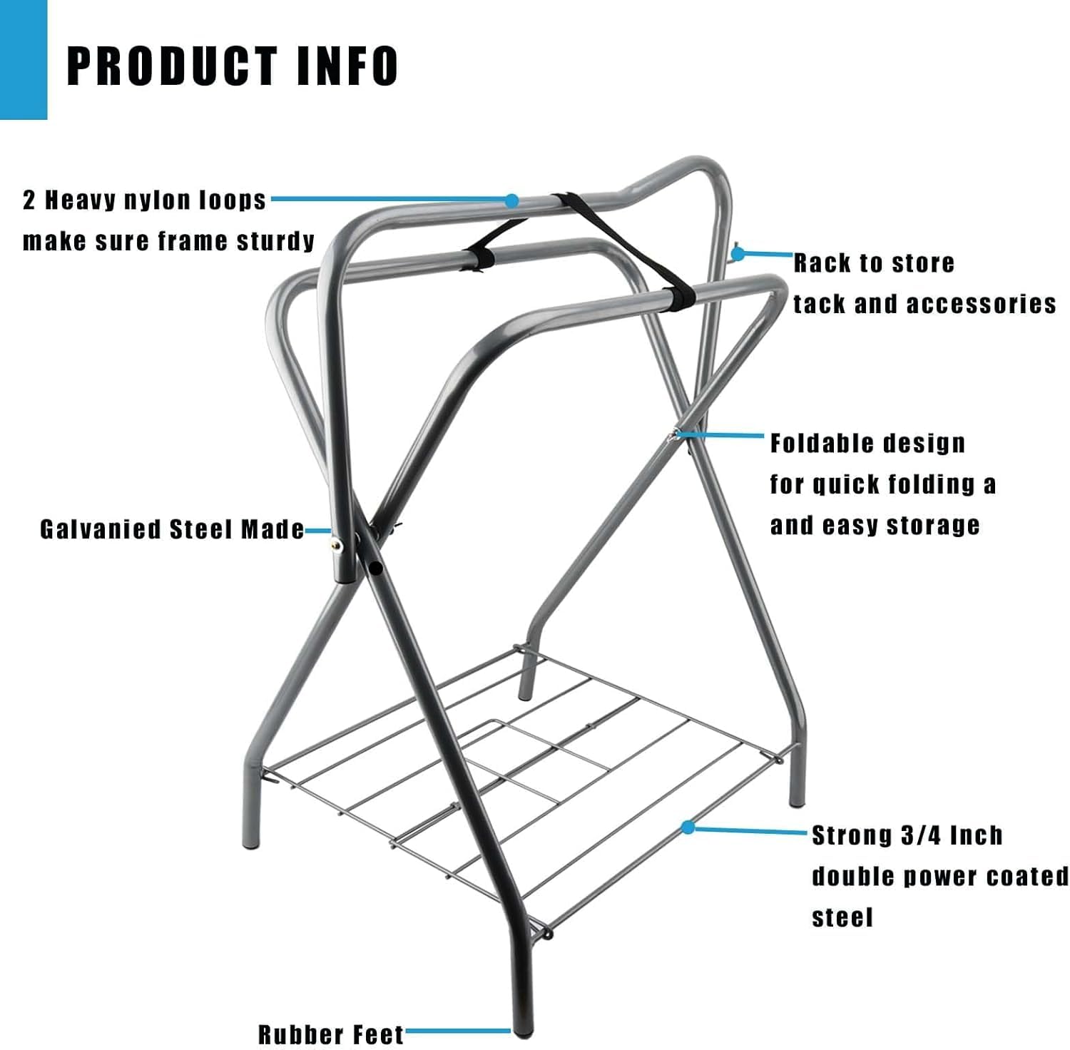 Hdyegy 2 Pack Portable Folding Horse Saddle Stand For English & Western Saddles, 28' L X 19' W X 37.5' H, Silver