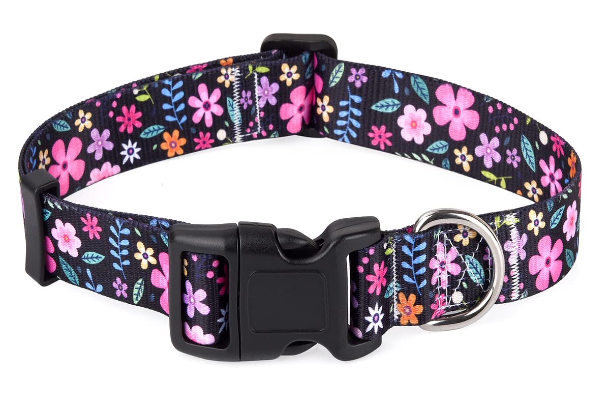 Hqyddmi Dog Collars With Floral Print, Soft Comfortable Adjustable Collars For Small Medium Large Dogs, Floral Pattern For Girl Boy Dogs(Floral,L)