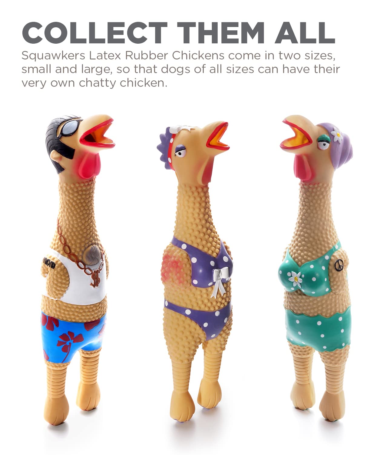 Outward Hound By Charming Pet Squawkers Henrietta Latex Rubber Chicken Interactive Dog Toy, Large