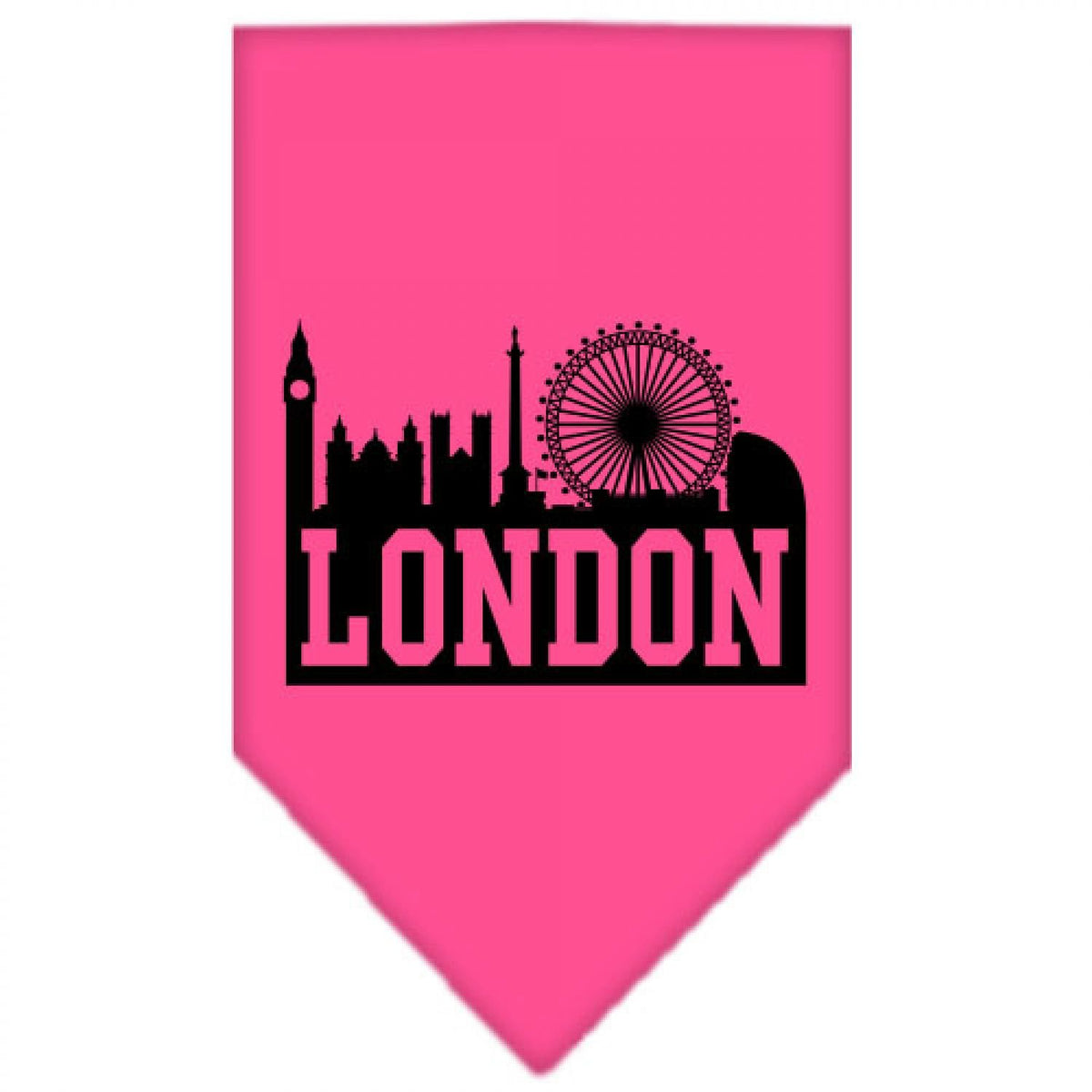 Pet and Dog Bandana Screen Printed, &quot;London Skyline&quot; Bright Pink Large