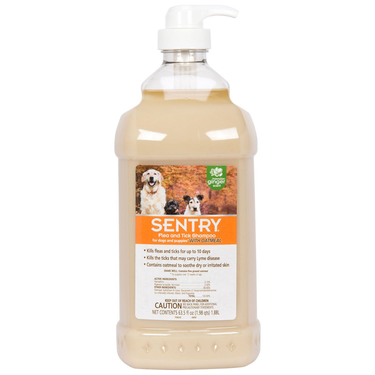 Sentry Oatmeal Flea And Tick Shampoo For Dogs, Rid Your Dog Of Fleas, Ticks, And Other Pests, Hawaii Ginger Scent, 63.5 Oz