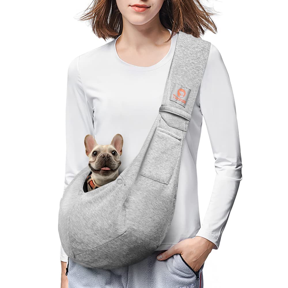 Tomkas Dog Sling Carrier For Small Dogs Dog And Cat Sling Carrier - Hands Free Reversible Pet Papoose Bag - Soft Pouch And Tote