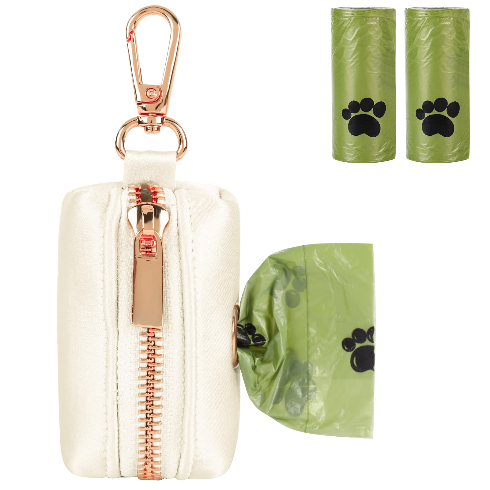 Lionet Paws Cute Dog Poop Bag Holder With Bags For Leash, Silk Dispenser, Matching Collar