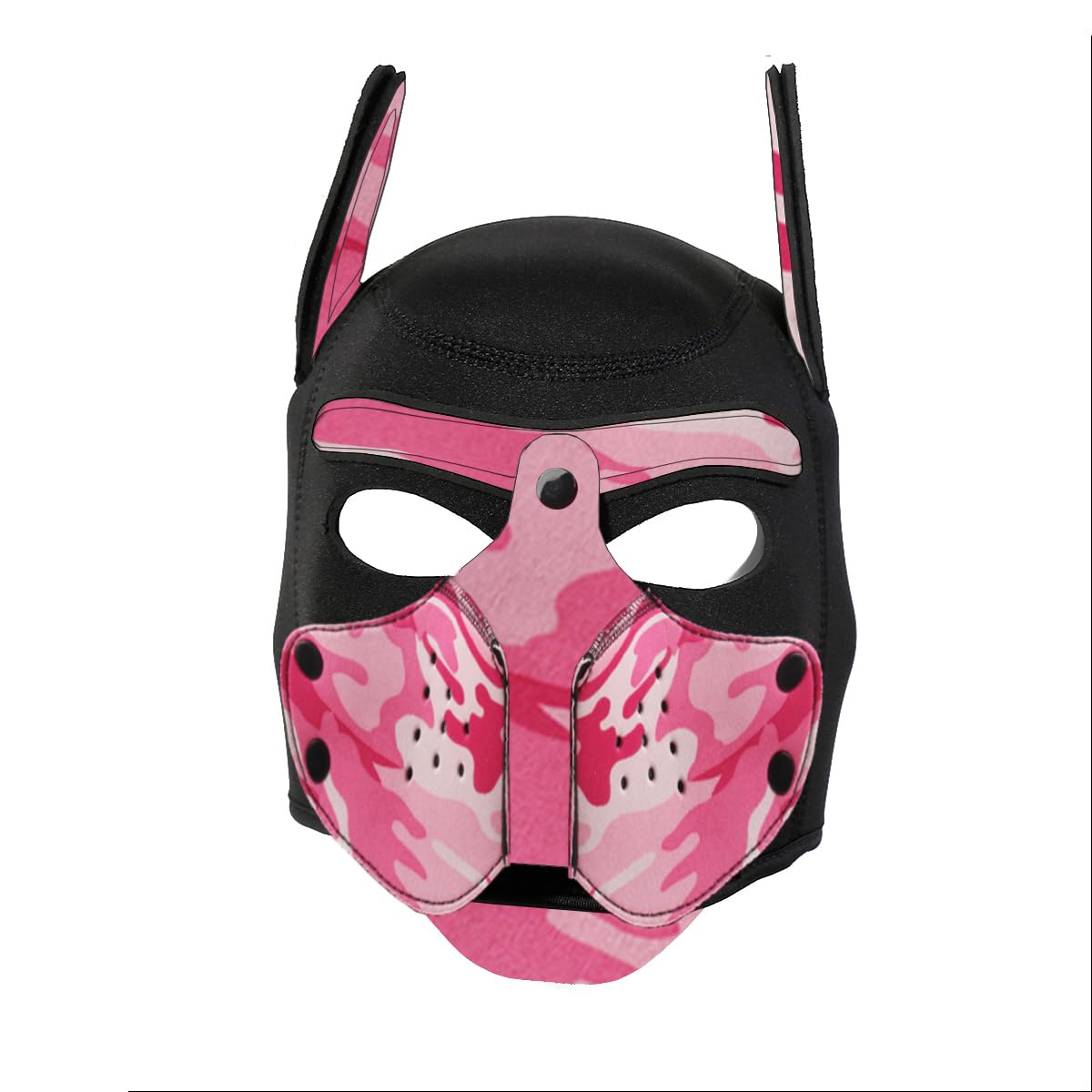 Neoprene Puppy Face Muzzle Dog Removable Full Face Pup Hood Mask (Pink, One Size)